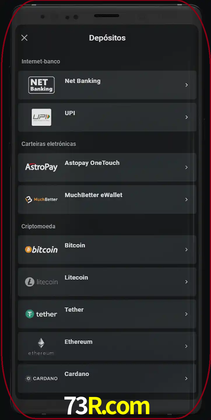 Você pode usar métodos alternativos de depósito.